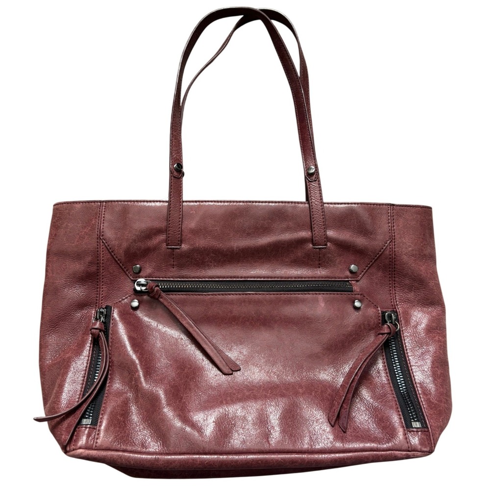 EUC Botkier Large Leather Tote‎ Bag Red Brown Zip Tassels